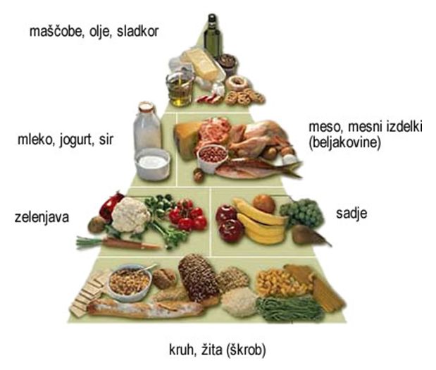 Prehranska piramida (Vir: http://www.e-informacije.com)